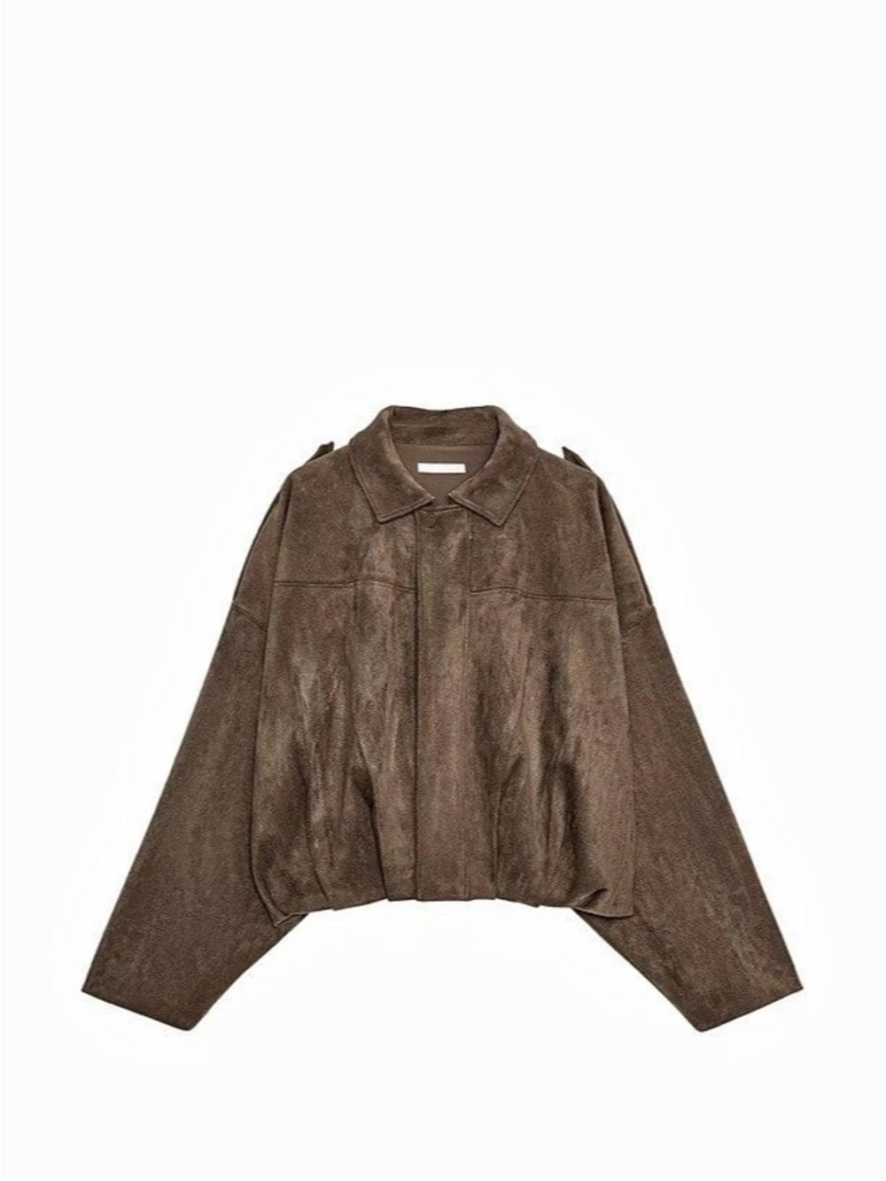Zara Suede Effect Bomber Jacket Brown